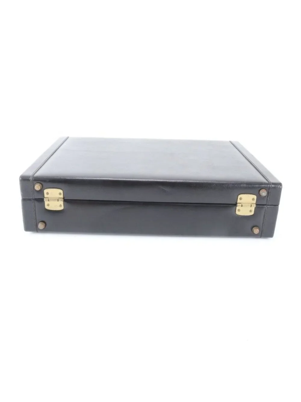 Prada Leather Attache Case Hard Document Business Briefcase Black